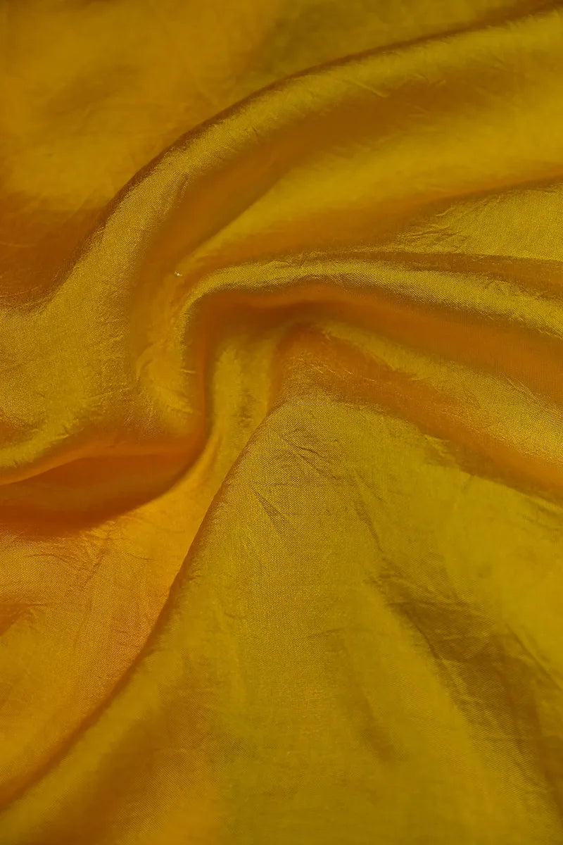 Sunshine Yellow Banarasi Silk Saree with Silver Zari Scalloped Floral BorderRLSS-193)