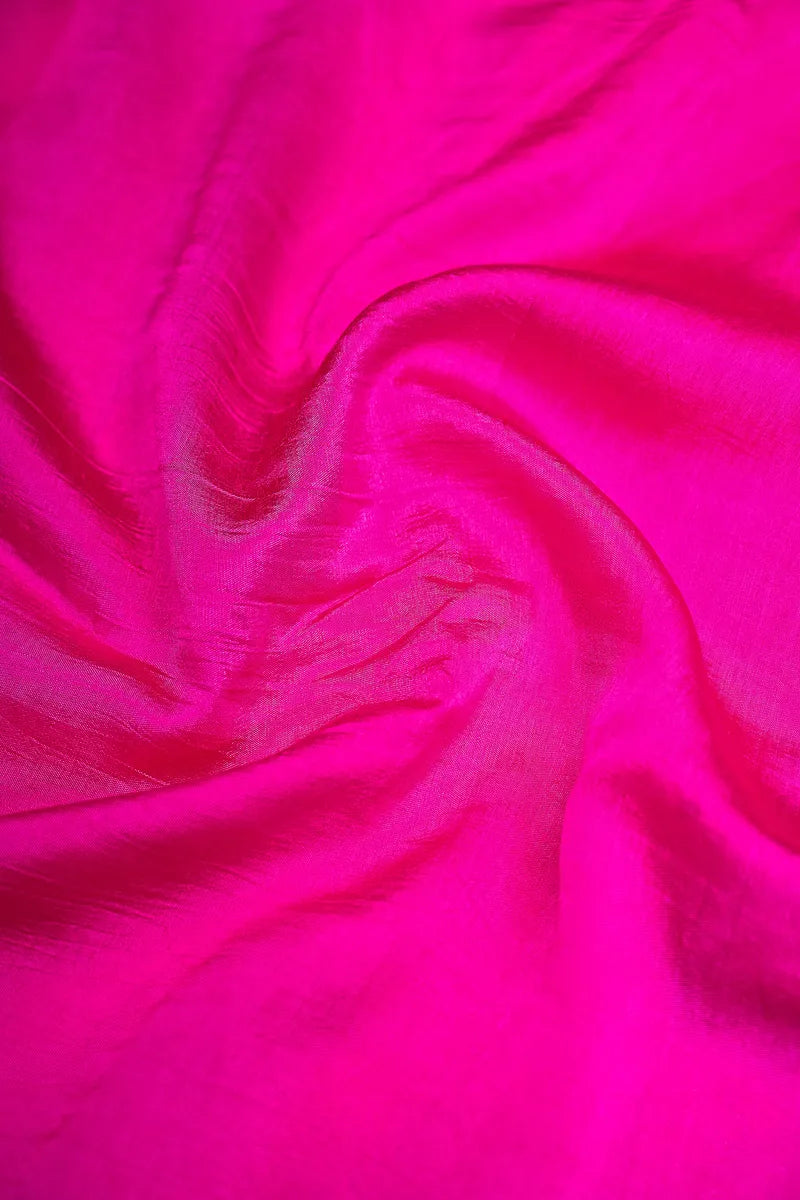 Rani Pink Banarasi Silk Saree with Antique Silver Zari Border(RLSS-201)