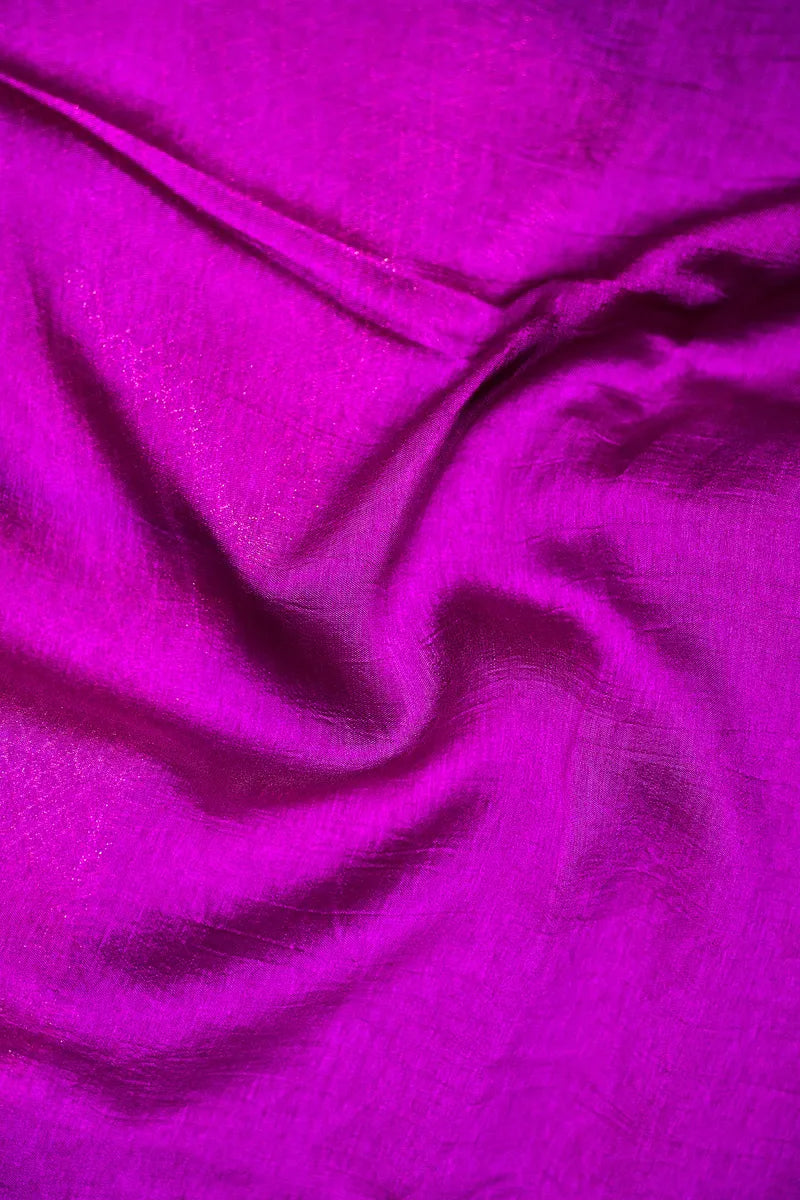 Vibrant Magenta Banarasi Silk Saree with Intricate Silver Zari Floral Border(RLSS-214)