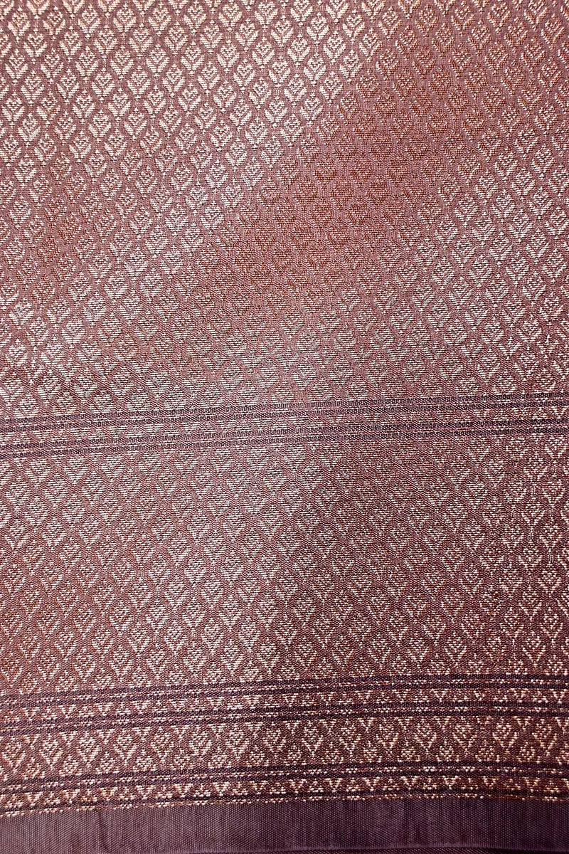 Subtle Mauve Banarasi Silk Saree with Intricate Silver Zari Floral Border(RLSS-215)