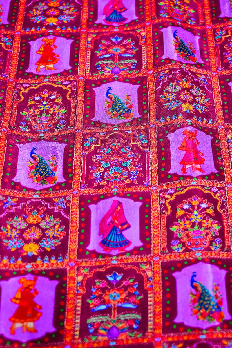Designer Pink Banarasi Pashmeena Silk Saree with Artistic Floral & Peacock Weaving (RLSS-220)