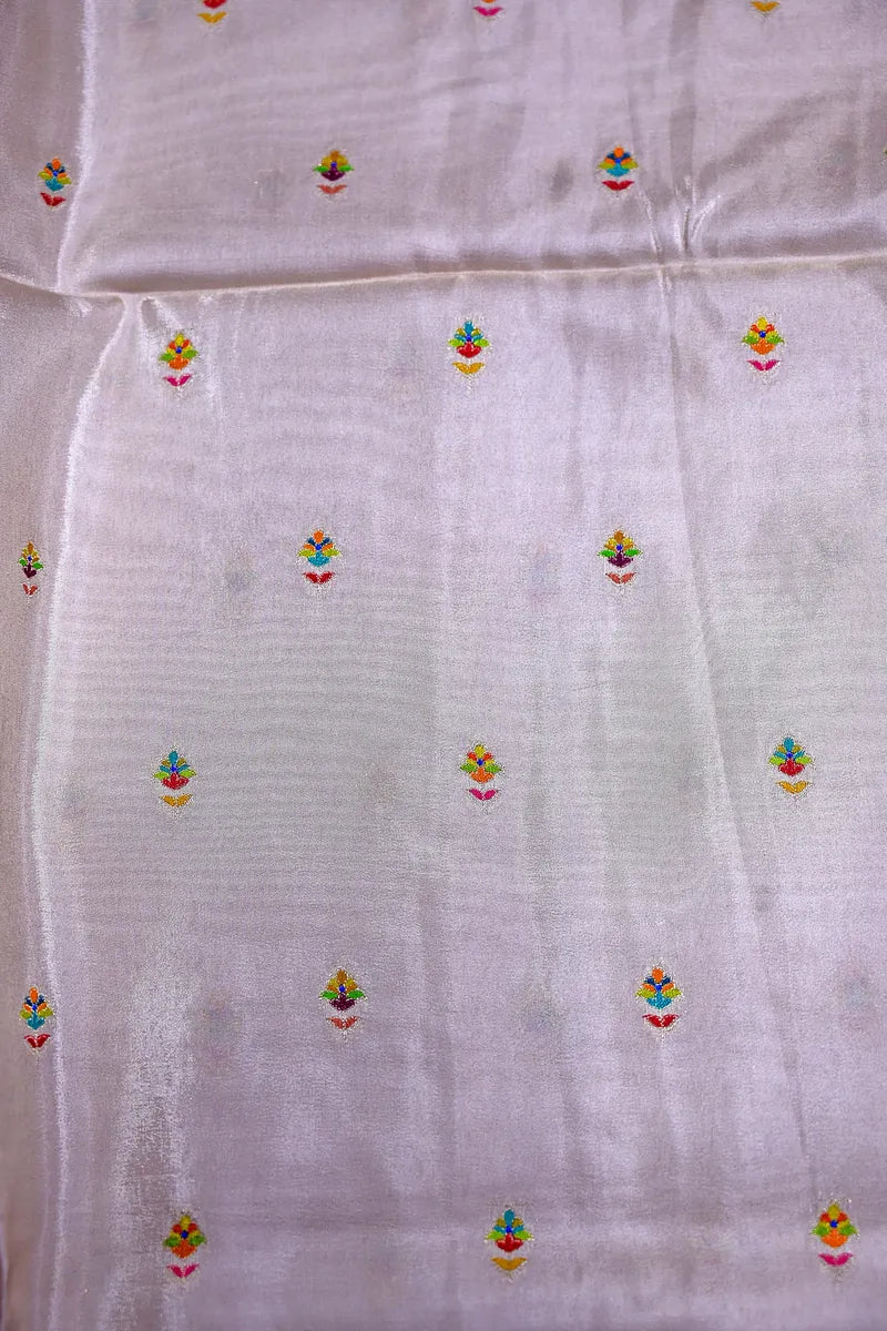 Beige Banarasi Pashmeena Silk Saree with Royal Court & Garden Meenakari Pictorial Weave (RLSS-226)