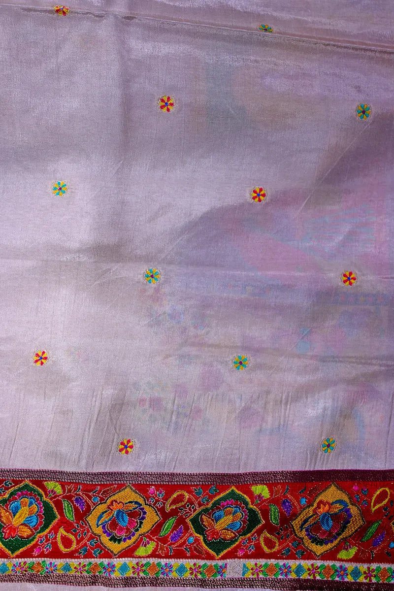 Beige Banarasi Pashmeena Silk Saree with Royal Court & Garden Meenakari Pictorial Weave (RLSS-226)
