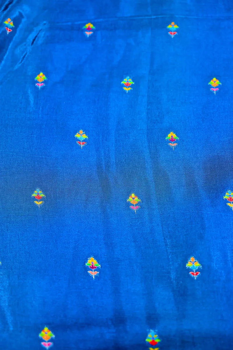 Teal Blue Banarasi Pashmeena Silk Saree with Royal Court & Garden Meenakari Pictorial Weave(RLSS-229)