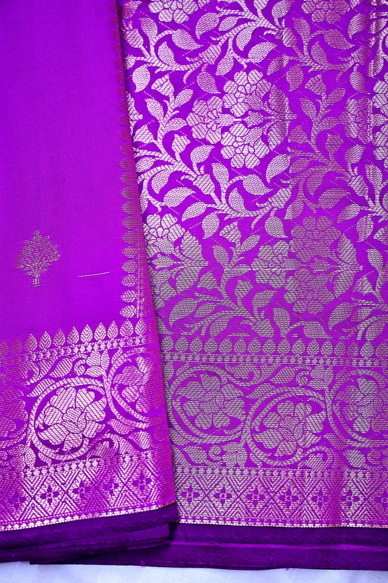Royal Purple Silk Saree with Fine Silver Zari Weaving & Intricate Border Design(RLSS-163)