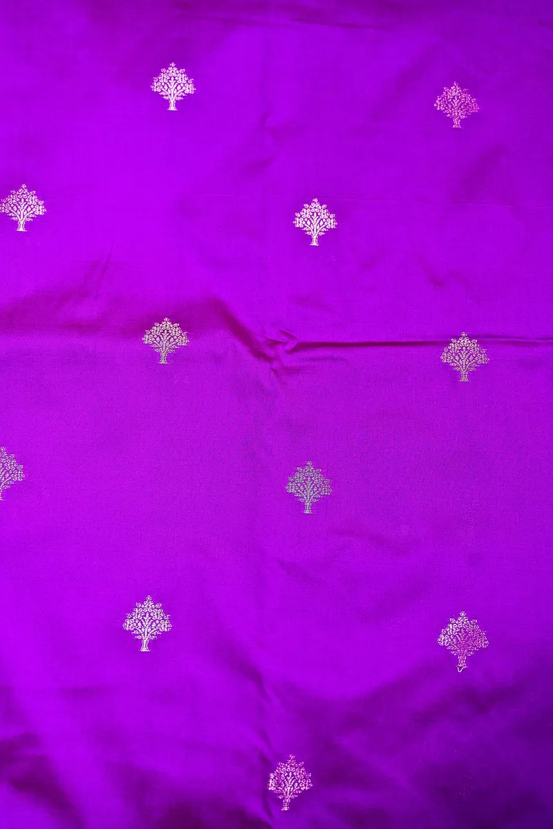 Royal Purple Silk Saree with Fine Silver Zari Weaving & Intricate Border Design(RLSS-163)