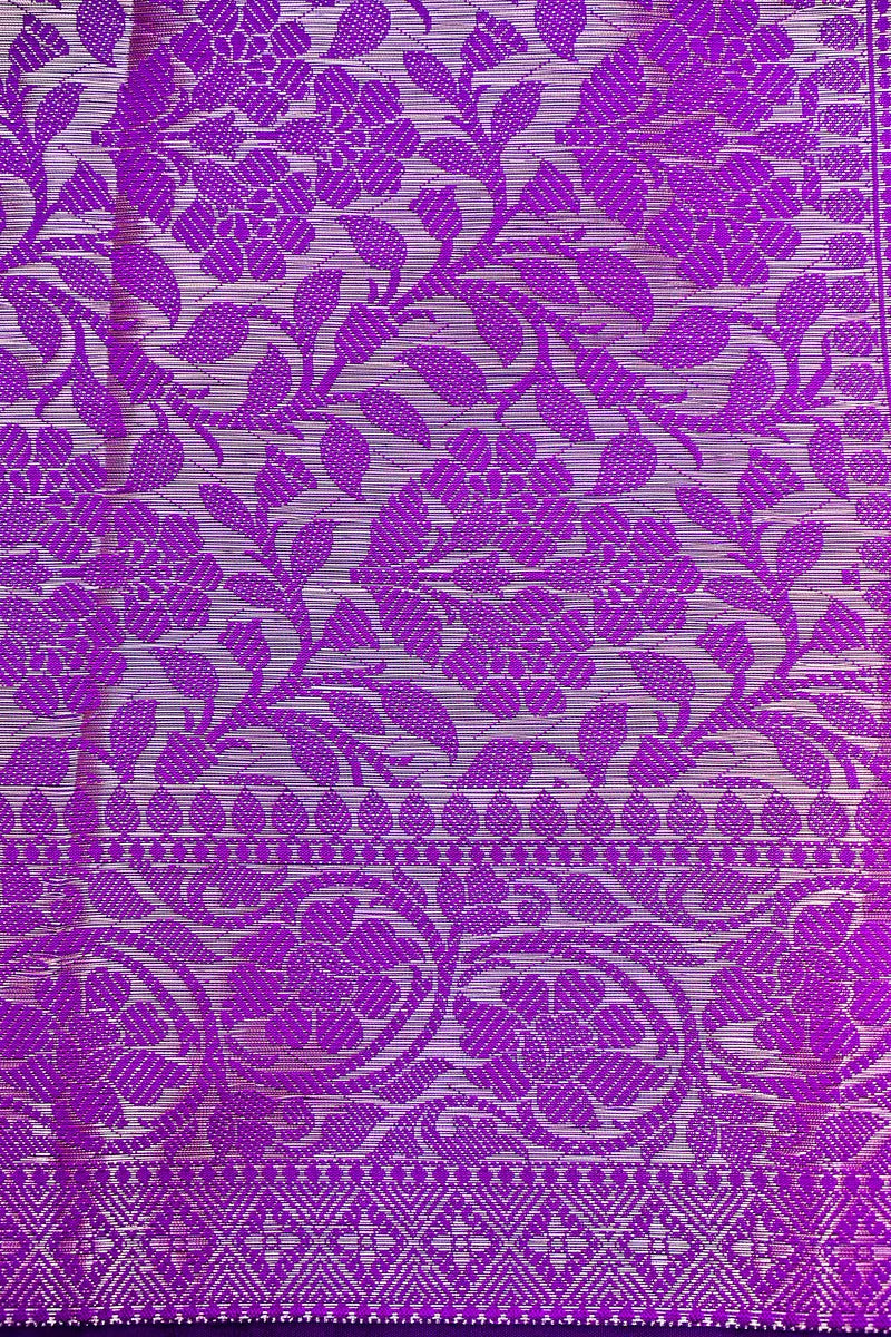 Royal Purple Silk Saree with Fine Silver Zari Weaving & Intricate Border Design(RLSS-163)