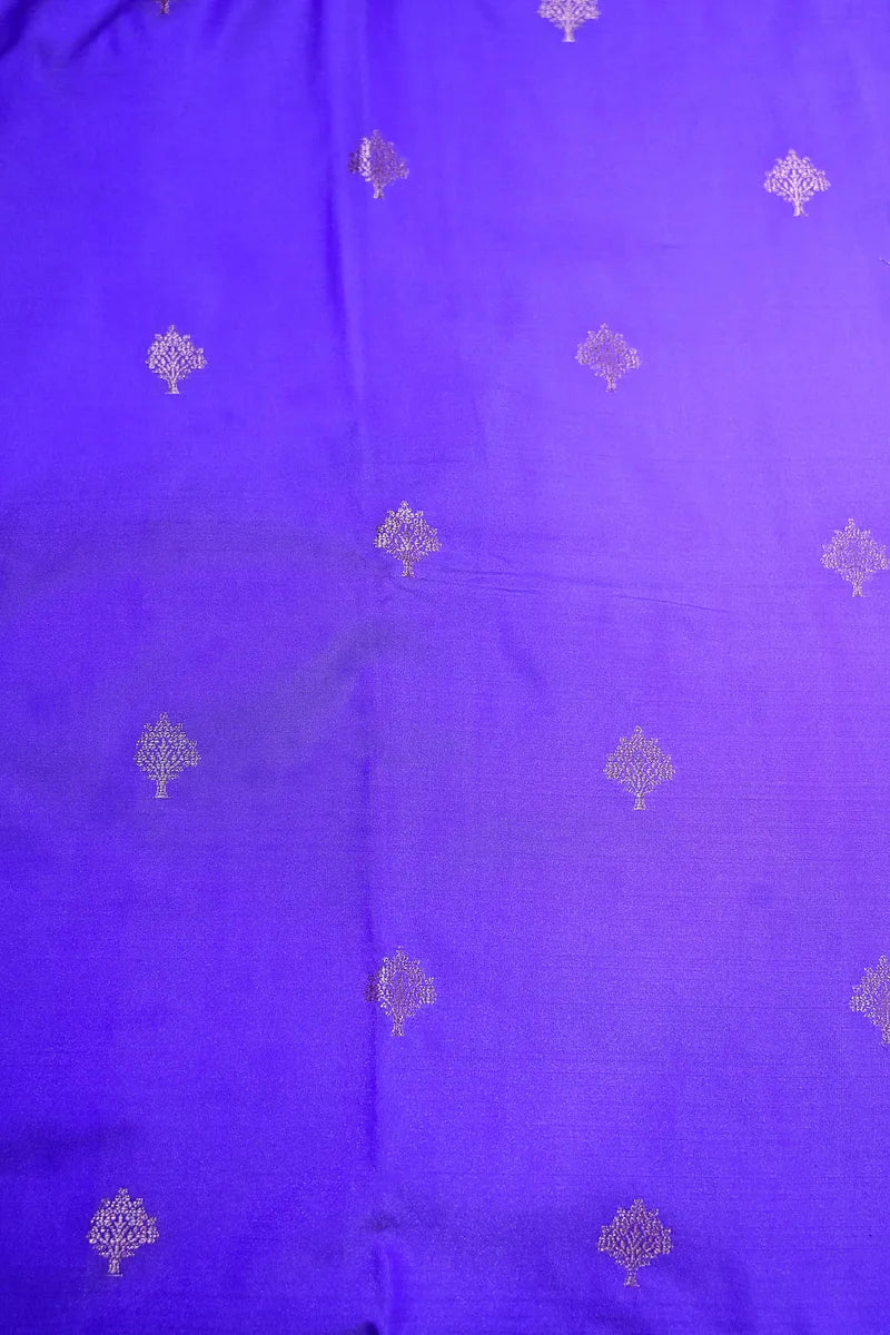 Vibrant Indigo Violet Silk Saree with Fine Silver Zari Weaving & Royal Border(RLSS-164)