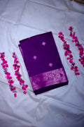 Royal Purple Silk Saree with Fine Silver Zari Weaving & Intricate Border Design(RLSS-163)