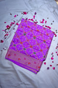 Vibrant Purple Banarasi Bandhani Silk Saree Meenakari & Zari Elegance(RLSS-174)