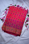 Rani Pink & Deep Magenta Bandhani Silk Saree with Gold Zari Jaal & Meenakari Border (RLSS-184)