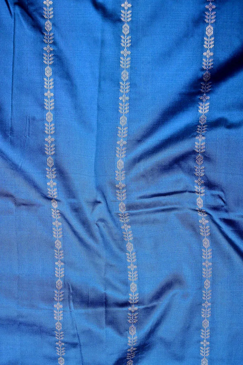 Heritage Royal Blue Silk Saree with Contrast Red Temple Border (RLSS-124)