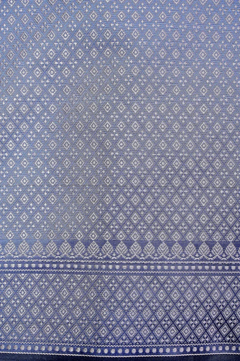 Slate Blue Banarasi Kataan Silk Saree with Antique Golden Zari Butis & Woven Border(RLSS-128)