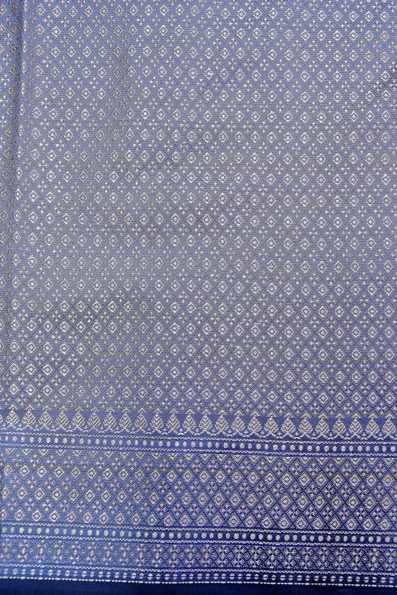 Slate Grey Banarasi Kataan Silk Saree with Golden  Zari Paisley Motifs & Woven Border(RLSS-133)