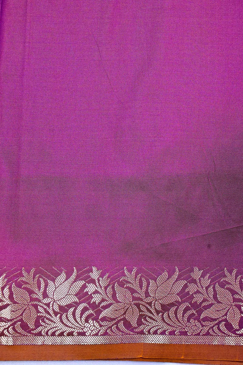 Deep Plum Banarasi Kataan Silk Saree with Antique Zari Floral Border & Butis (RLSS-142)