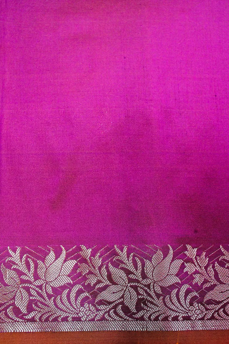 Deep Wine Handloom Katan Silk Saree Featuring Intricate Gold Zari Weaving (RLSS-145)