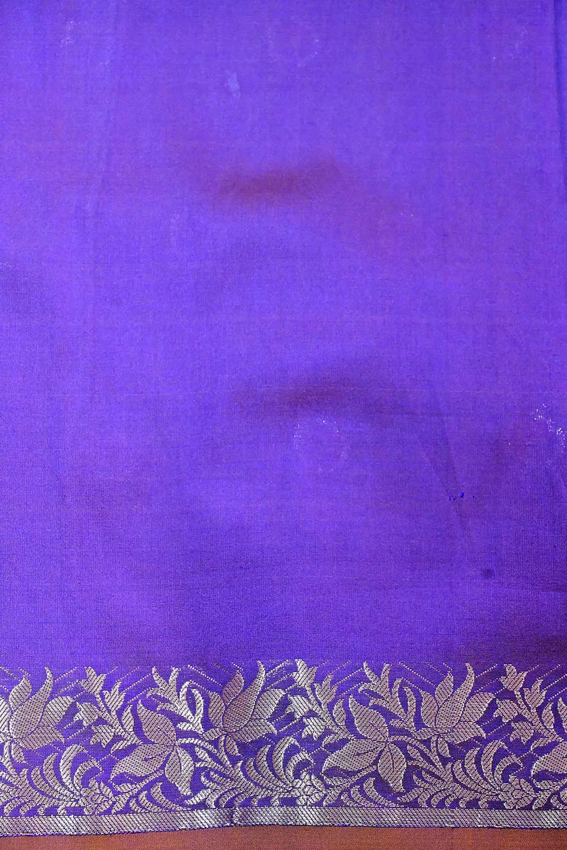 Elegant Royal Purple Banarasi Silk Saree with Antique Gold Zari Floral Border & Small Bootis (RLSS-148)