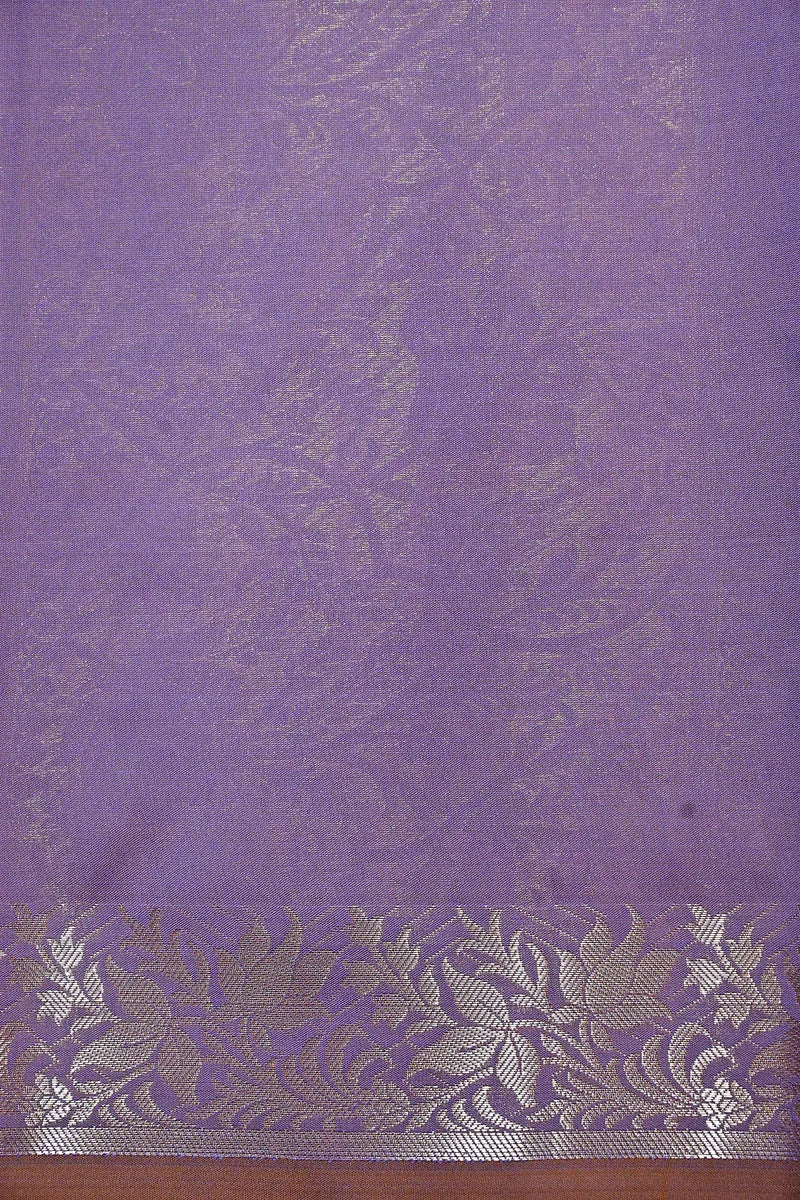 Dusty Violet Soft Banarasi Kataan Silk Saree featuring Intricate Floral Zari Border (RLSS-141)