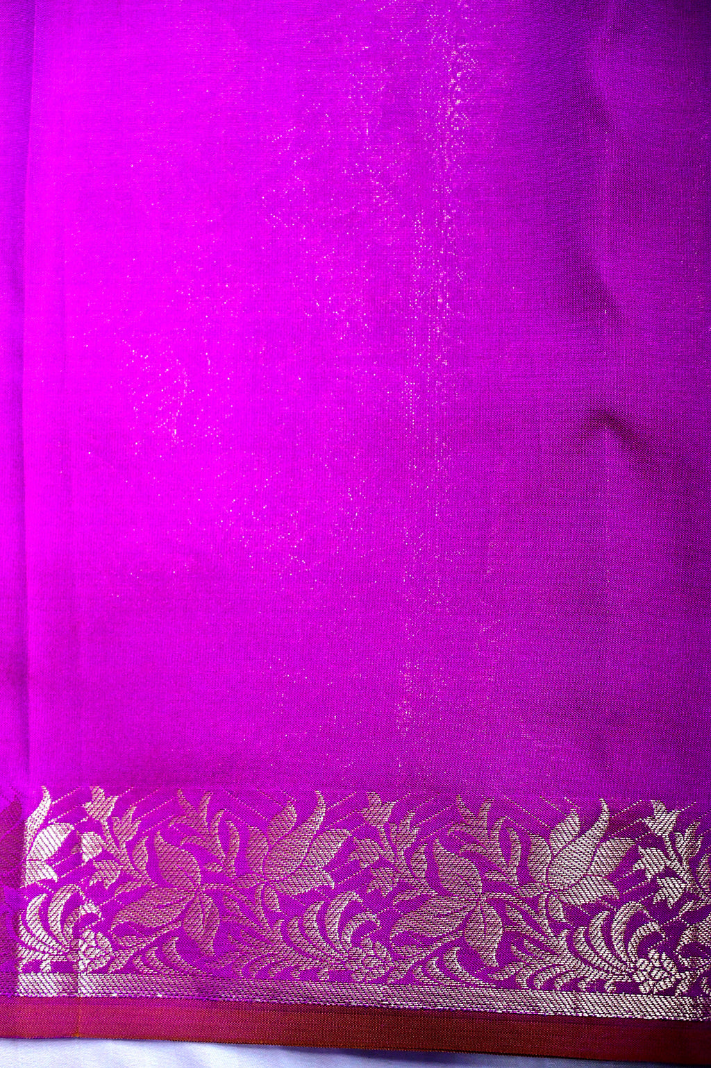 Deep Purple Banarasi Kataan Silk Saree with Golden  Zari Floral Border & Small Bootas(RLSS-139)