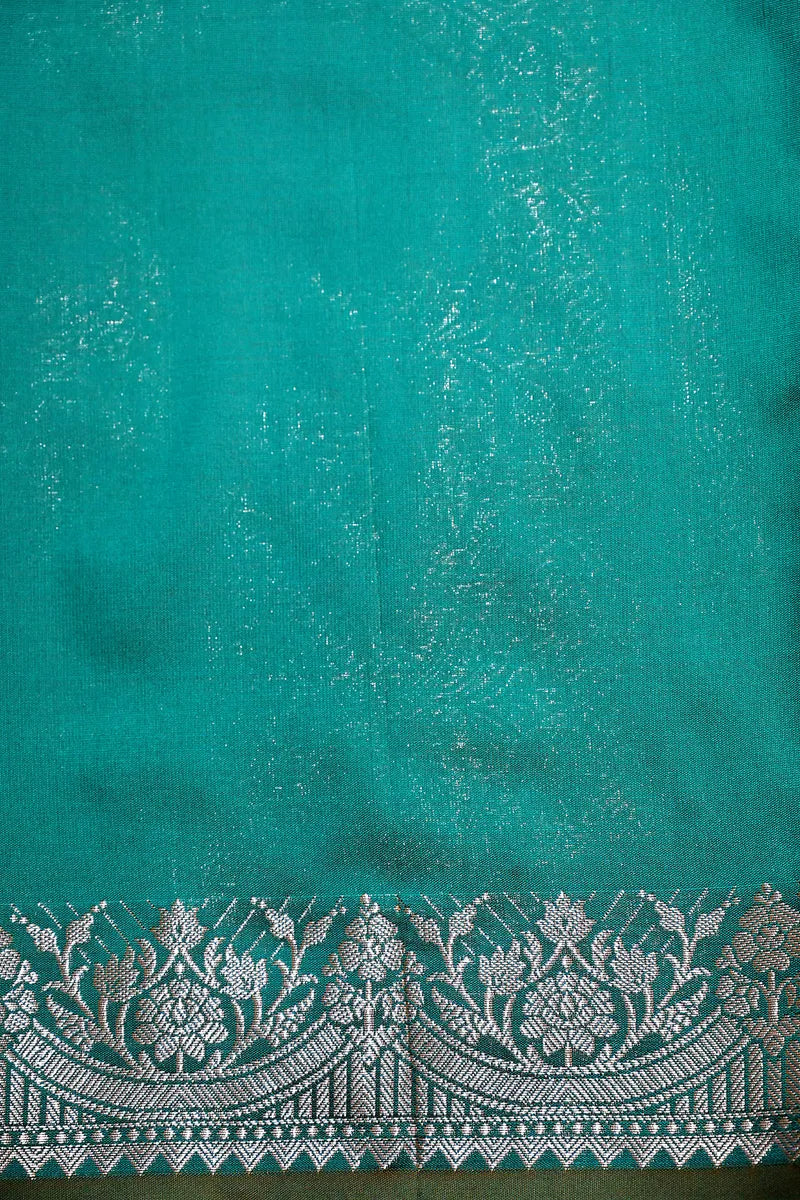 Bottle Green Banarasi Kataan Silk Saree with Meenakari Floral Bootis(RLSS-138)